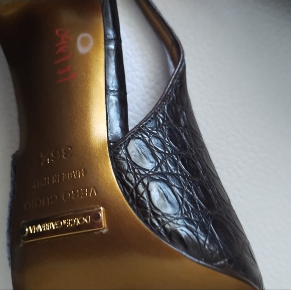 DOLCE GABBANA DARK BROWN SLINGBACK PUMP'S POINTED - Picture 11 of 13